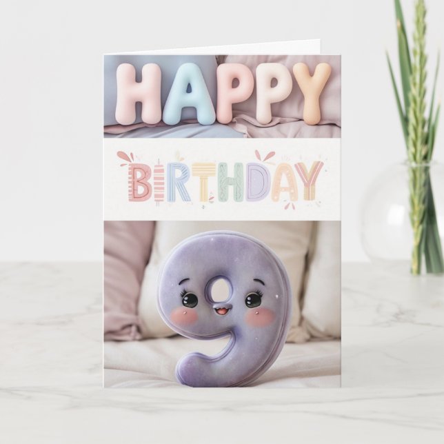 Happy 9. Geburtstagskarte Karte (Vorderseite)