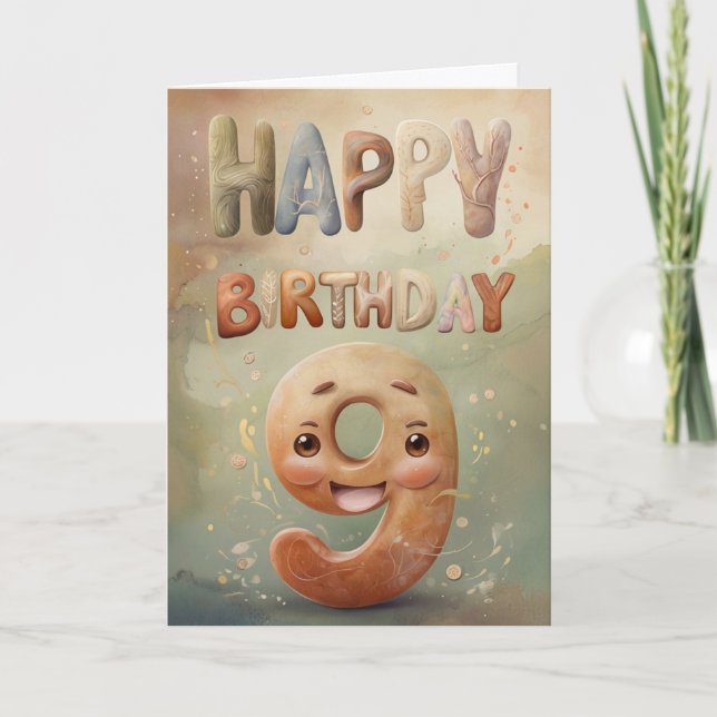 Happy 9. Geburtstagskarte Karte (Vorderseite)