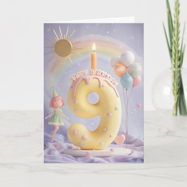 Happy 9. Geburtstagskarte Karte (Vorderseite)