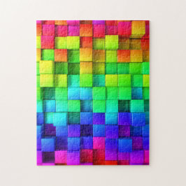 Happy Abstrakt Neon Color Blocks Geschenk Puzzle