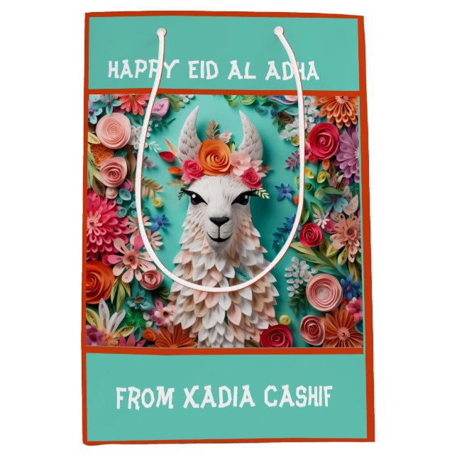 Happy Adha Eid - Bakra Eid Sheep Medium Geschenkta Mittlere Geschenktüte (Vorderseite)