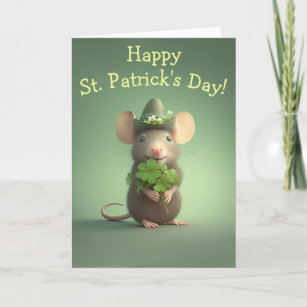 Happy Adorable Mouse St. Patrick's Day Feiertagskarte