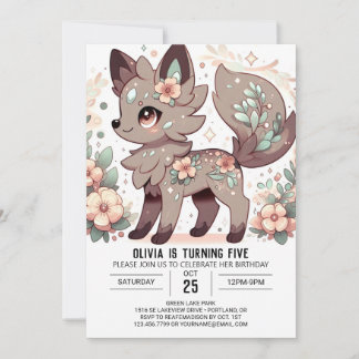 Happy Adorable Wolf Digital Geburtstag Einladung