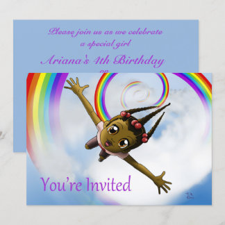 Happy African American Girl Birthday Party Einladung