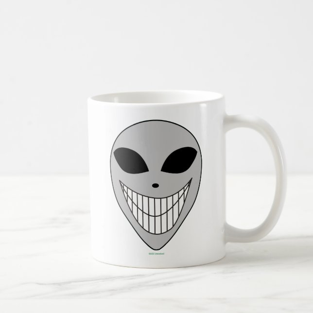 Happy Alien Smile Teeth Kosmische Science Fiction Kaffeetasse (Rechts)