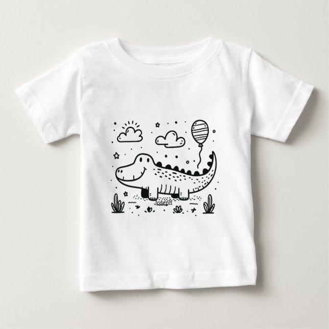 Happy Alligator mit Balloon - Niedliches Kinderzim Baby T-shirt (Vorderseite)