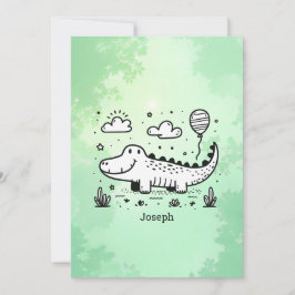 Happy Alligator mit Balloon - Niedliches Kinderzim Einladung