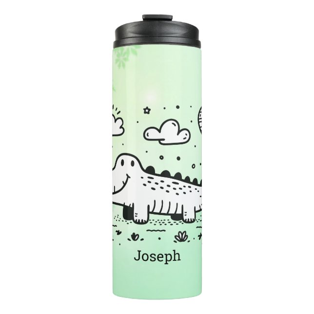 Happy Alligator mit Balloon - Niedliches Kinderzim Thermosbecher (Vorderseite)