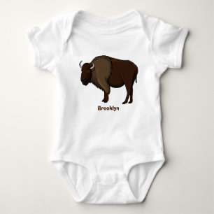 Happy American Bison Buffalo Illustration Baby Strampler
