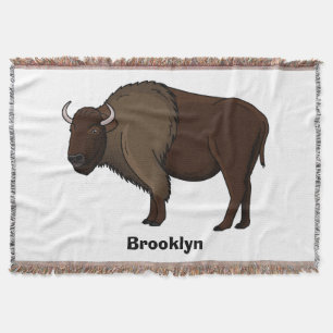 Happy American Bison Buffalo Illustration Decke