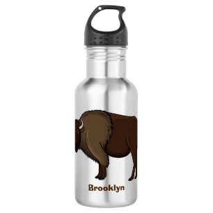 Happy American Bison Buffalo Illustration Edelstahlflasche
