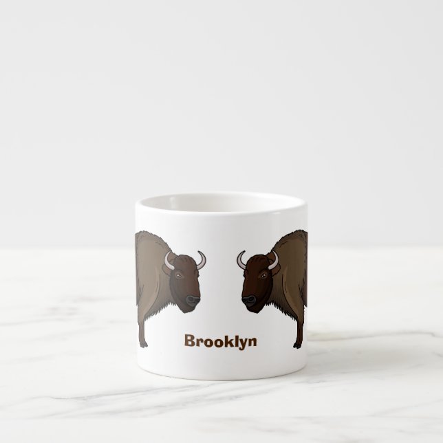 Happy American Bison Buffalo Illustration Espressotasse (Vorderseite)