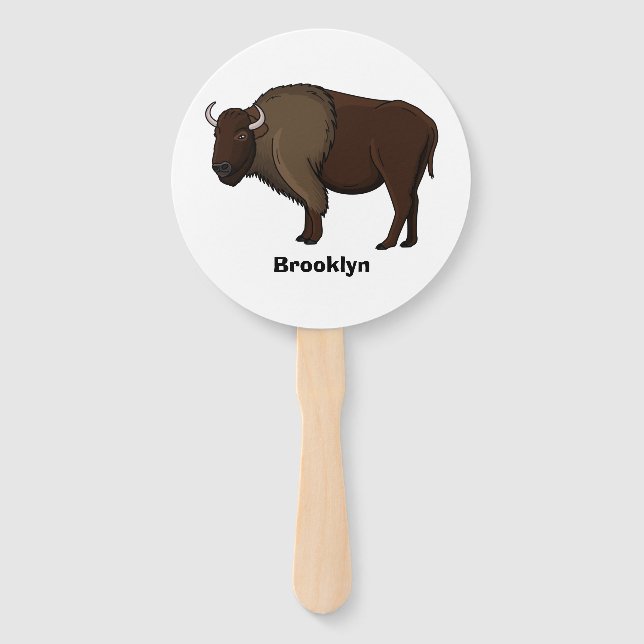 Happy American Bison Buffalo Illustration Fächer (Vorderseite)