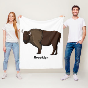 Happy American Bison Buffalo Illustration Fleecedecke