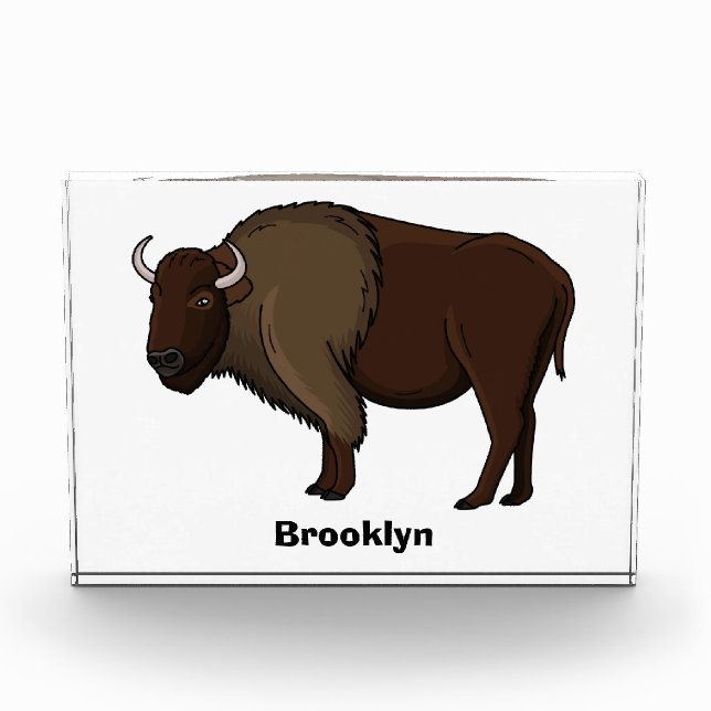 Happy American Bison Buffalo Illustration Fotoblock (Vorderseite)
