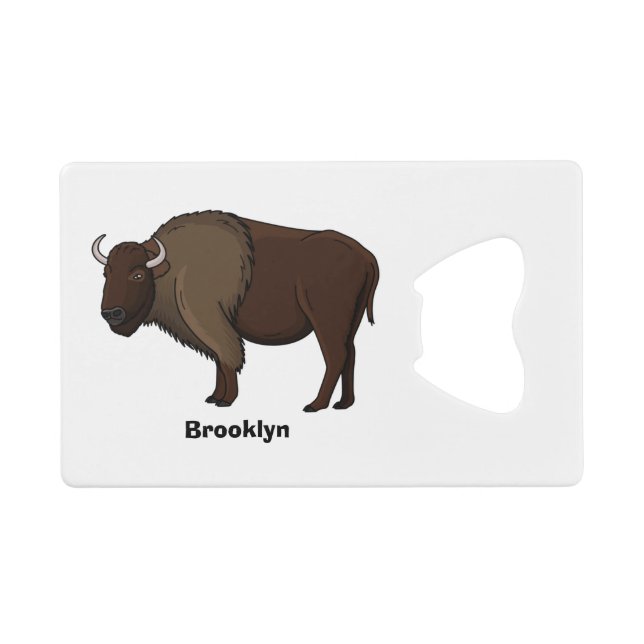 Happy American Bison Buffalo Illustration Geldbeutel Flaschenöffner (Vorderseite (Horizontal))