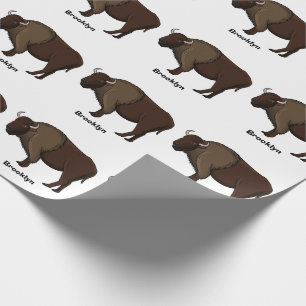 Happy American Bison Buffalo Illustration Geschenkpapier