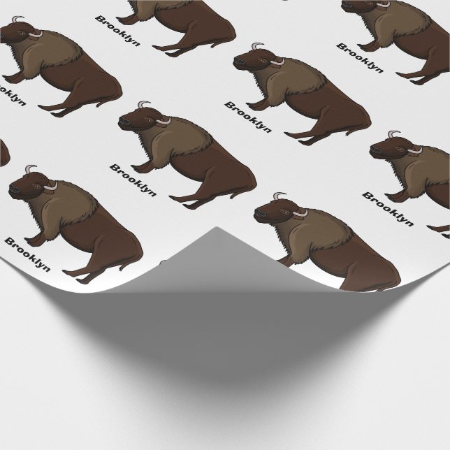 Happy American Bison Buffalo Illustration Geschenkpapier (Ecke)