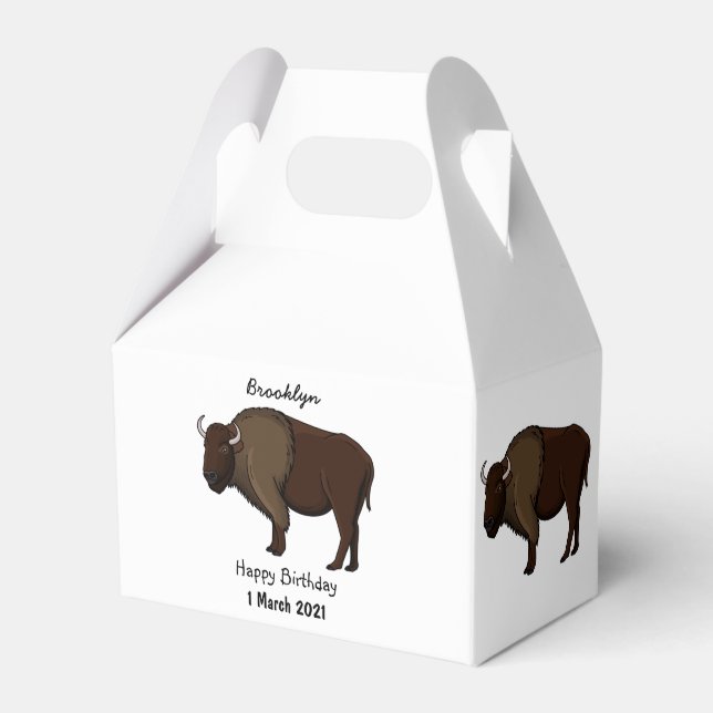 Happy American Bison Buffalo Illustration Geschenkschachtel (Vorderseite)