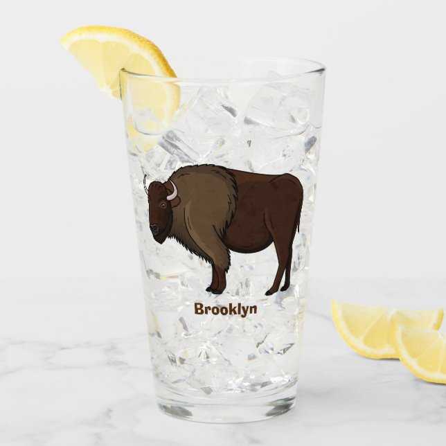 Happy American Bison Buffalo Illustration  Glas (Vorderseite Ice)