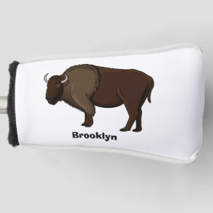 Happy American Bison Buffalo Illustration Golf Headcover