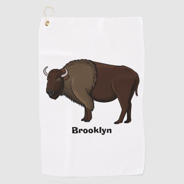 Happy American Bison Buffalo Illustration Golfhandtuch (Vorderseite)