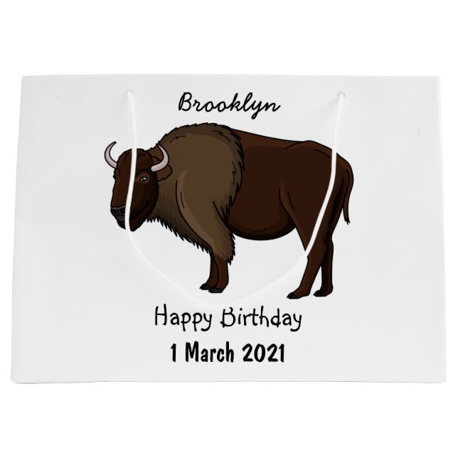 Happy American Bison Buffalo Illustration Große Geschenktüte (Vorderseite)
