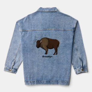 Happy American Bison Buffalo Illustration Jeansjacke