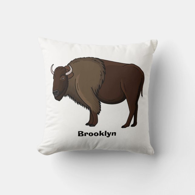 Happy American Bison Buffalo Illustration Kissen (Vorderseite)