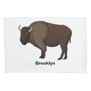 Happy American Bison Buffalo Illustration Kissenbezug