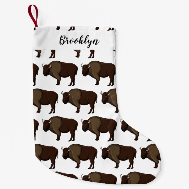 Happy American Bison Buffalo Illustration Kleiner Weihnachtsstrumpf (Vorderseite)