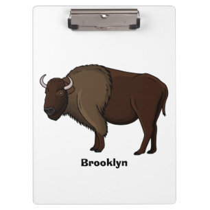 Happy American Bison Buffalo Illustration Klemmbrett