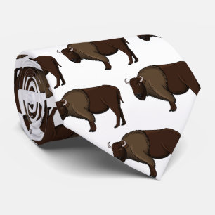 Happy American Bison Buffalo Illustration Krawatte
