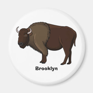 Happy American Bison Buffalo Illustration Magnet