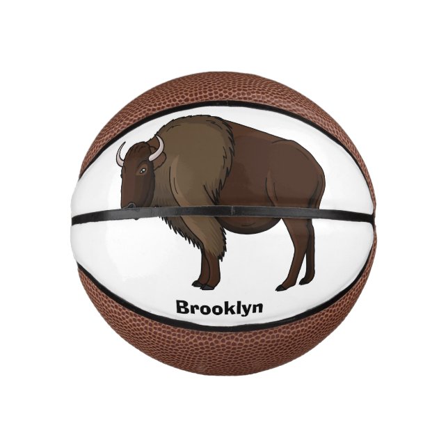 Happy American Bison Buffalo Illustration Mini Basketball (Vorderseite)