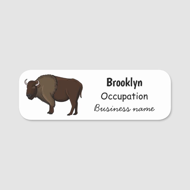 Happy American Bison Buffalo Illustration Namensschild (Vorderseite)