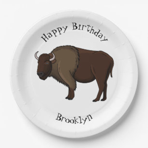 Happy American Bison Buffalo Illustration Pappteller