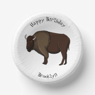 Happy American Bison Buffalo Illustration Pappteller