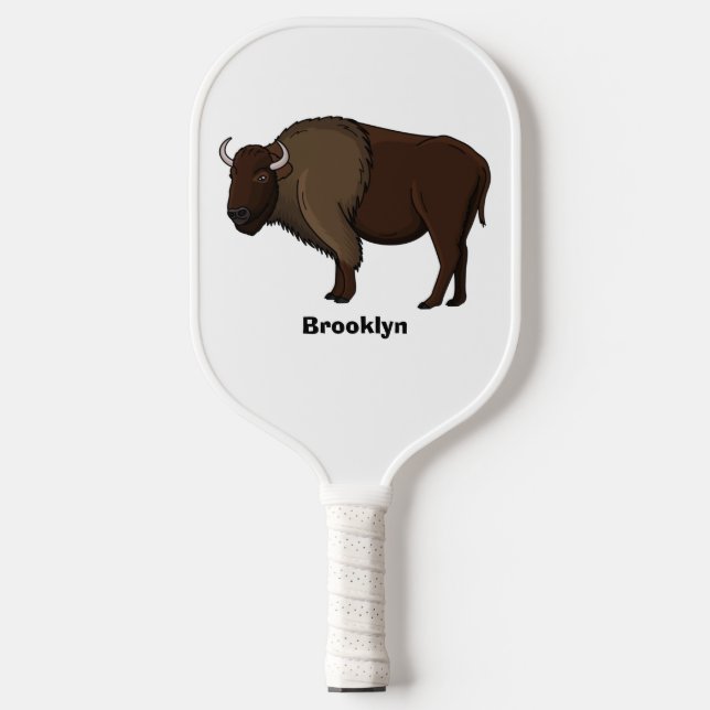 Happy American Bison Buffalo Illustration Pickleball Schläger (Vorderseite)
