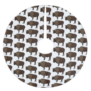 Happy American Bison Buffalo Illustration Polyester Weihnachtsbaumdecke