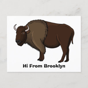Happy American Bison Buffalo Illustration Postkarte