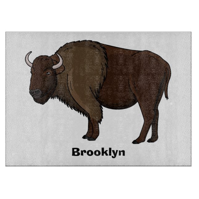 Happy American bison buffalo Illustration Schneidebrett (Vorderseite)