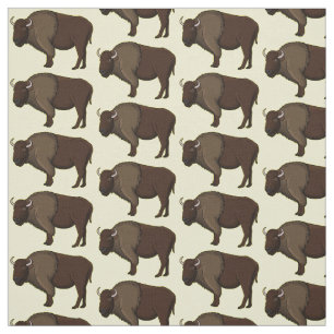 Happy American Bison Buffalo Illustration Stoff