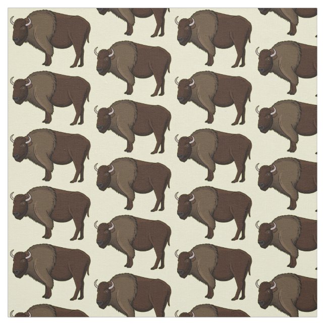 Happy American Bison Buffalo Illustration Stoff (Muster)