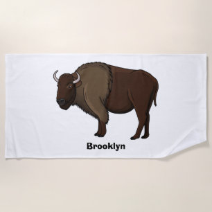 Happy American Bison Buffalo Illustration Strandtuch