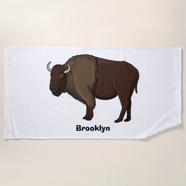Happy American Bison Buffalo Illustration Strandtuch (Vorderseite)