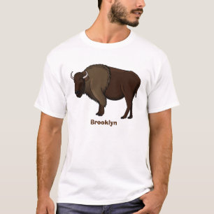 Happy American Bison Buffalo Illustration T-Shirt