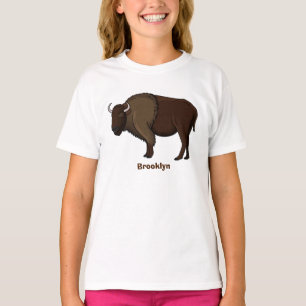 Happy American Bison Buffalo Illustration T-Shirt