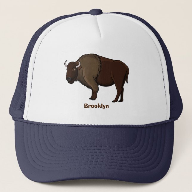 Happy American Bison Buffalo Illustration Truckerkappe (Vorderseite)