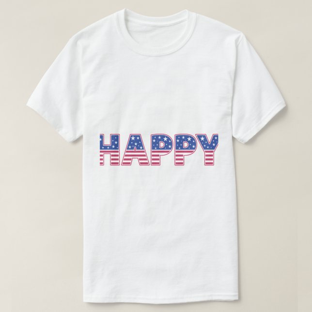 Happy American Flag Farben T-Shirt (Design vorne)